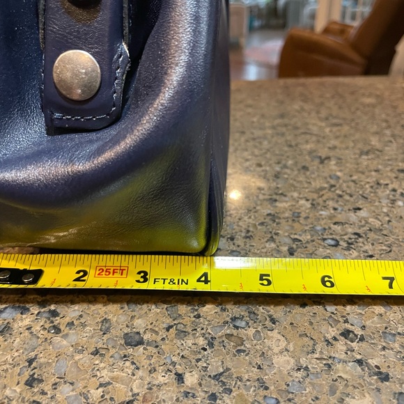 Patricia Nash Gracchi Vintage Leather-Wrapped Frame Satchel Caribbean Blue EUC - Picture 12 of 15